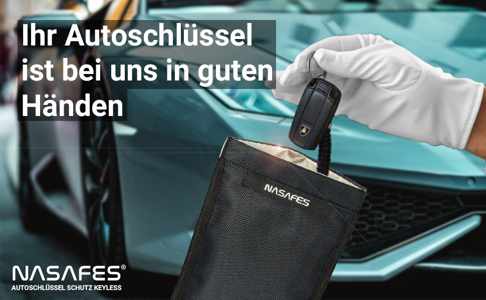 Die Autoschlüssel Schutz Keyless Tasche ist für große Keyless Schlüssel geeignet. sie bietet viel Platz für große Autoschlüssel Keyless und schirmt diese optimal ab.