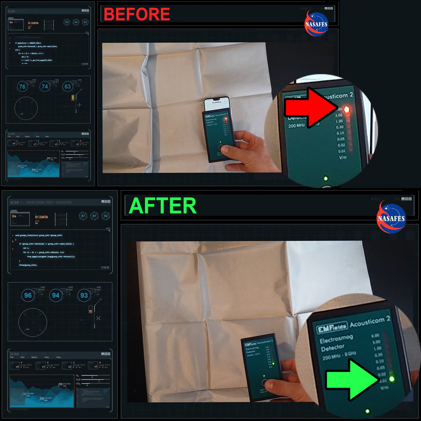 Abschirmgewebe Groß 108x92 cm Leitfähiges Gewebe, Faraday Gewebe